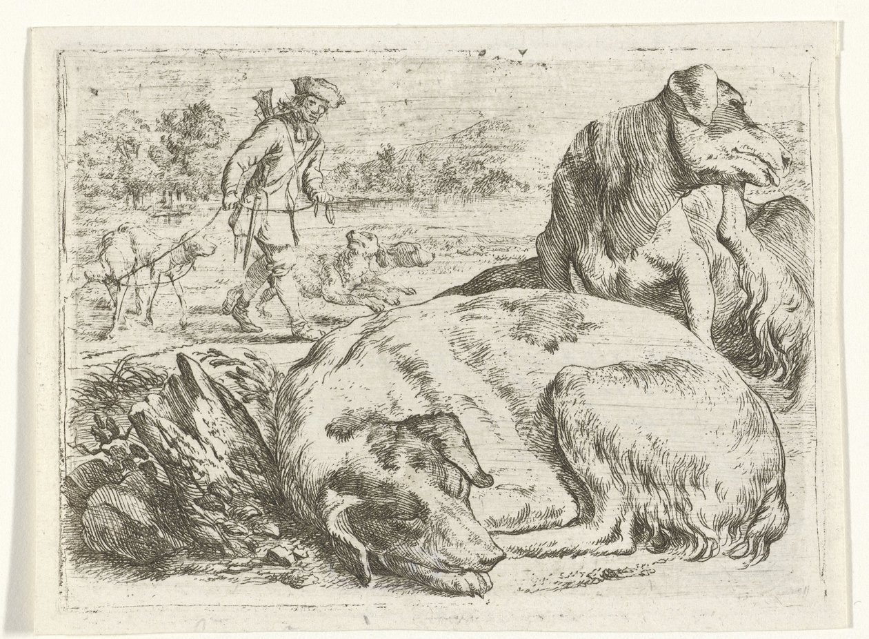Caçador com seus cães de Jan van Ossenbeeck