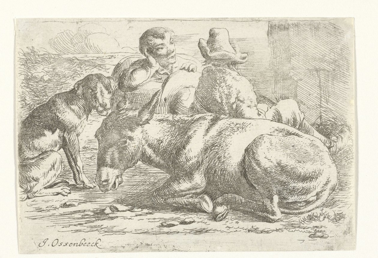Dois condutores de burros em repouso de Jan van Ossenbeeck