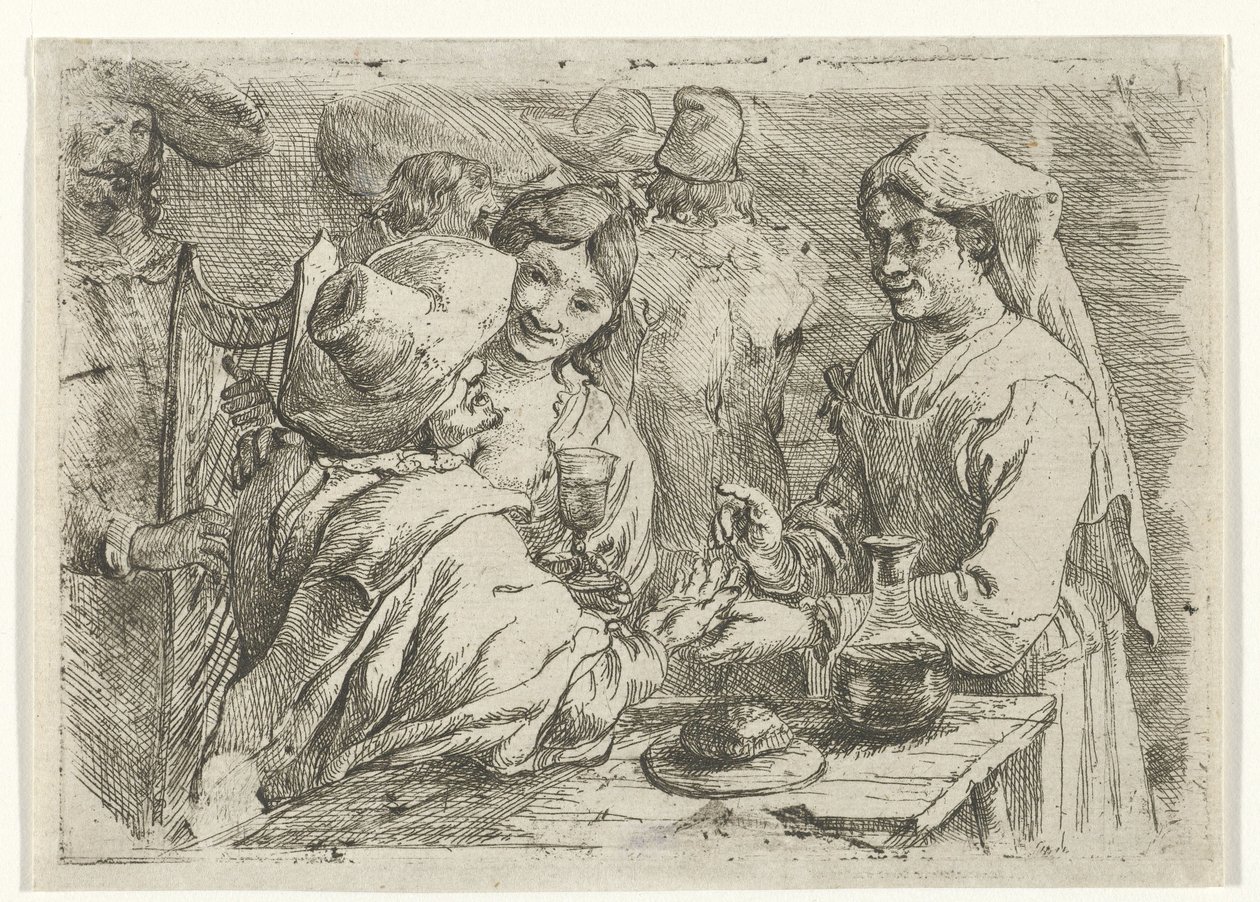 Cartomante com um cliente de Jan van Ossenbeeck