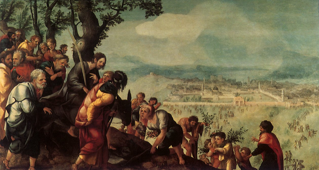 Entrada de Cristo em Jerusalém, painel central de um tríptico, c.1526 de Jan van Scorel
