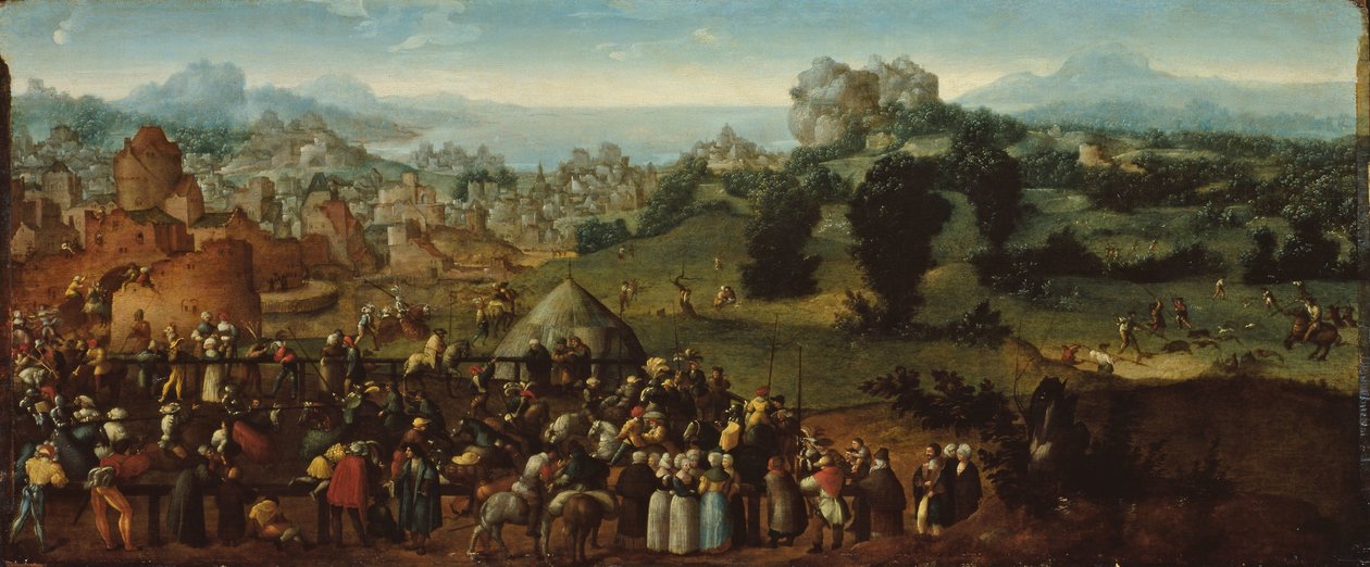 Paisagem com Torneio e Caçadores de Jan van Scorel