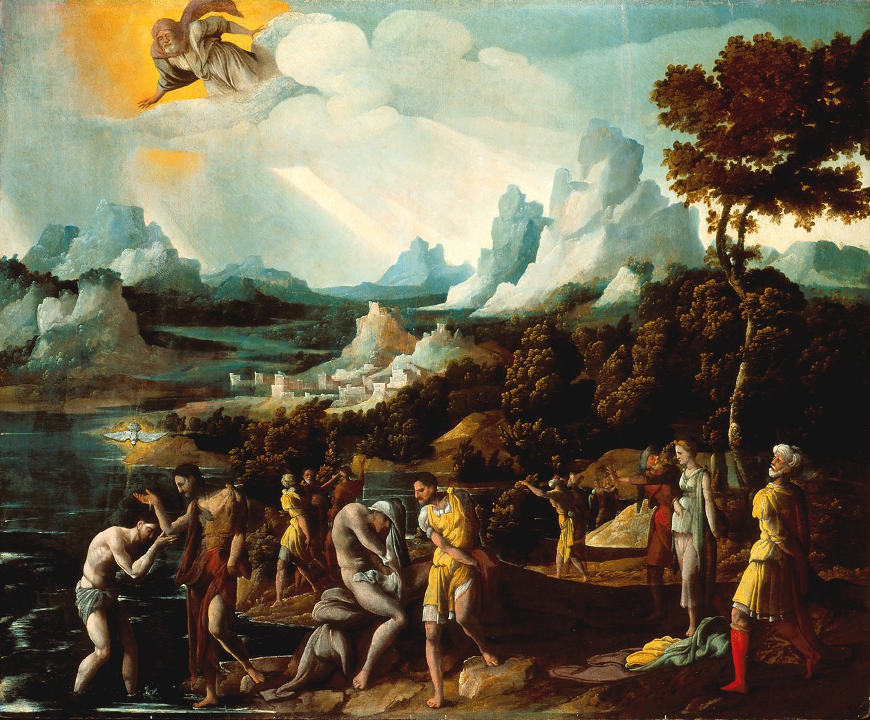 O Baptismo de Cristo (óleo sobre madeira) de Jan van Scorel