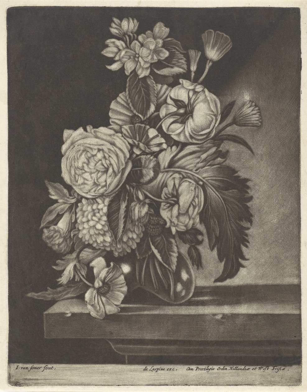 Flores em um vaso de vidro de Jan van Somer
