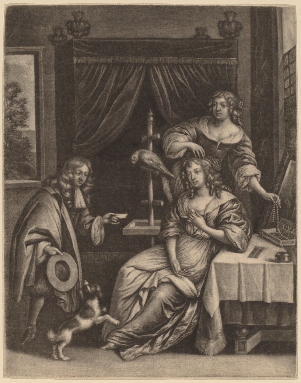 Menino entregando uma carta a uma mulher de Jan van Somer