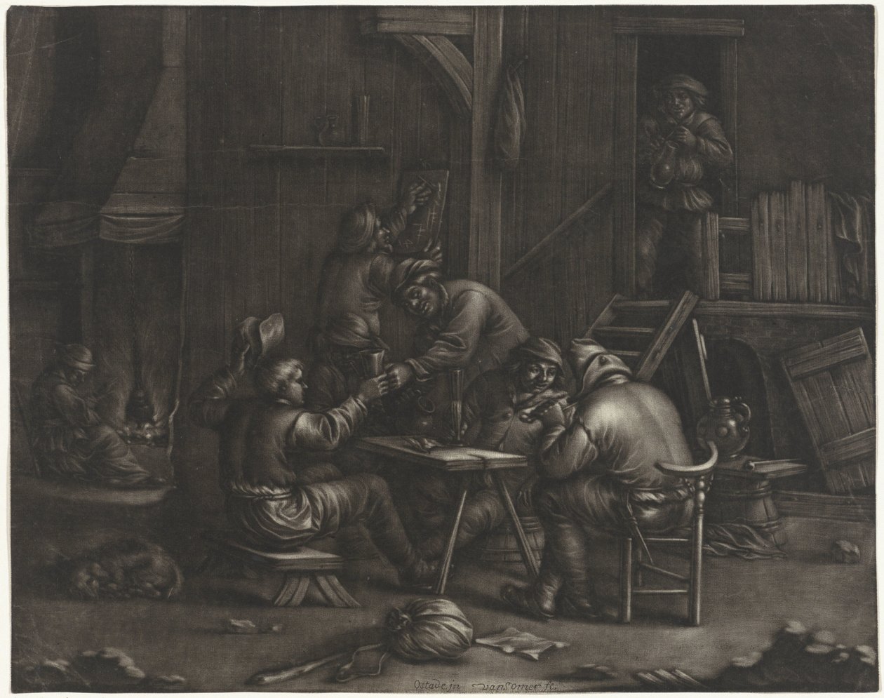 Pousada com homens bebendo de Jan van Somer
