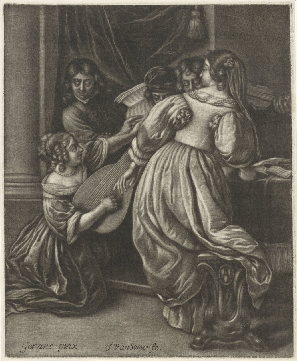 Empresa musical em torno de uma mesa de Jan van Somer