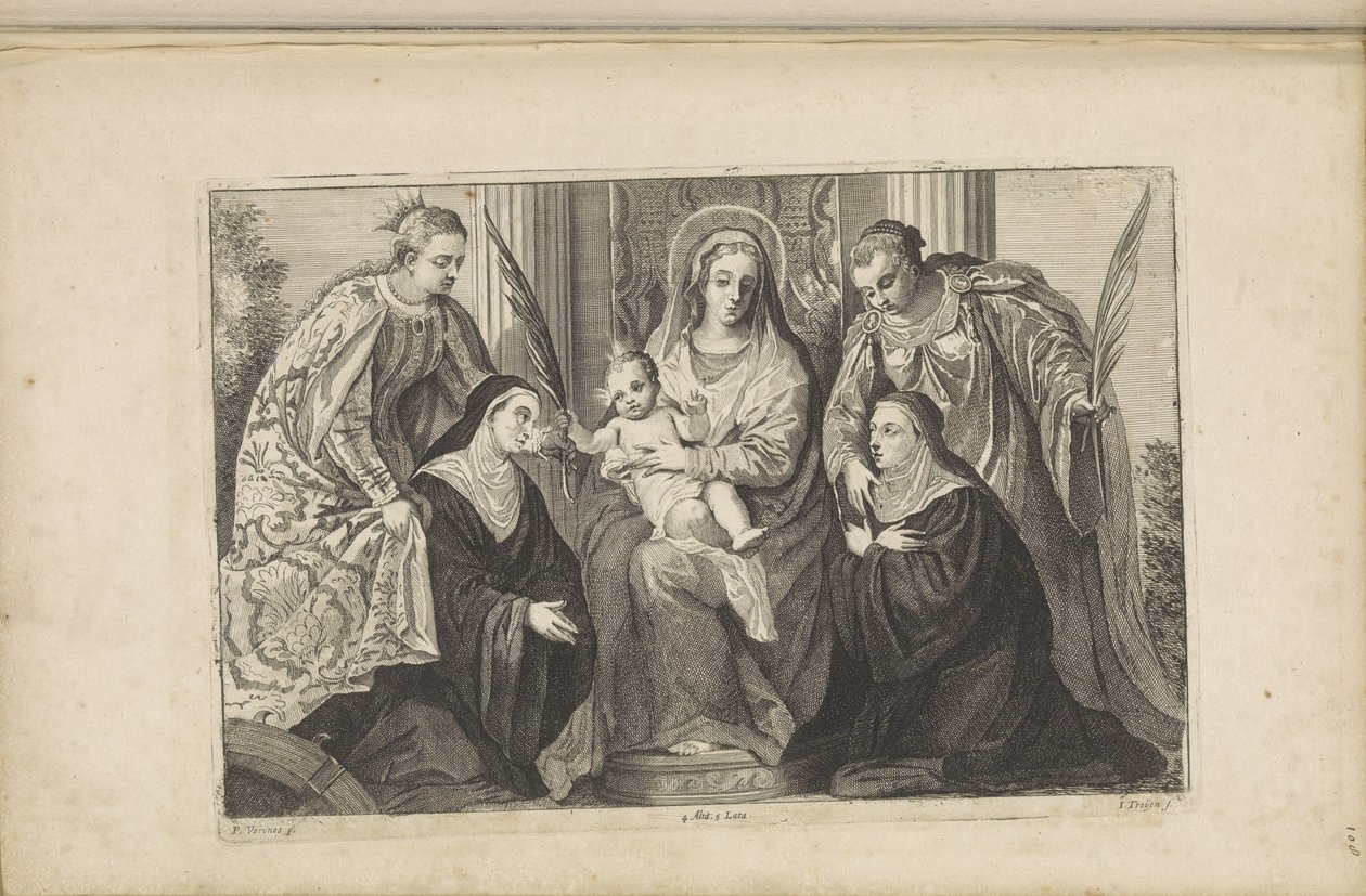 Maria com o Menino Jesus, Santa Lúcia, Santa Catarina de Alexandria e dois fundadores de Jan van Troyen
