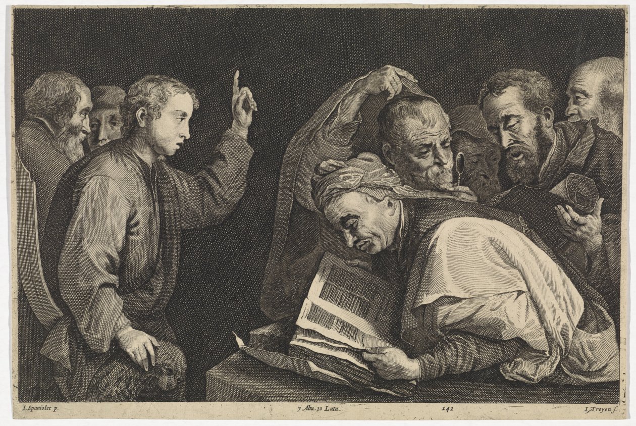 Twaalfjarige Cristo no templo Teatro Pictórico (título da série) de Jan van Troyen