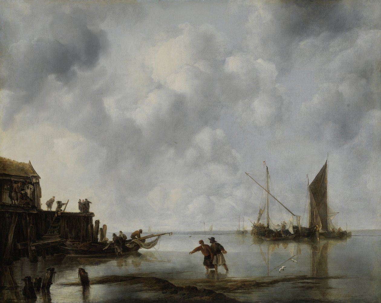 Barcos de pesca em uma calma, 1651. de Jan van de Cappelle