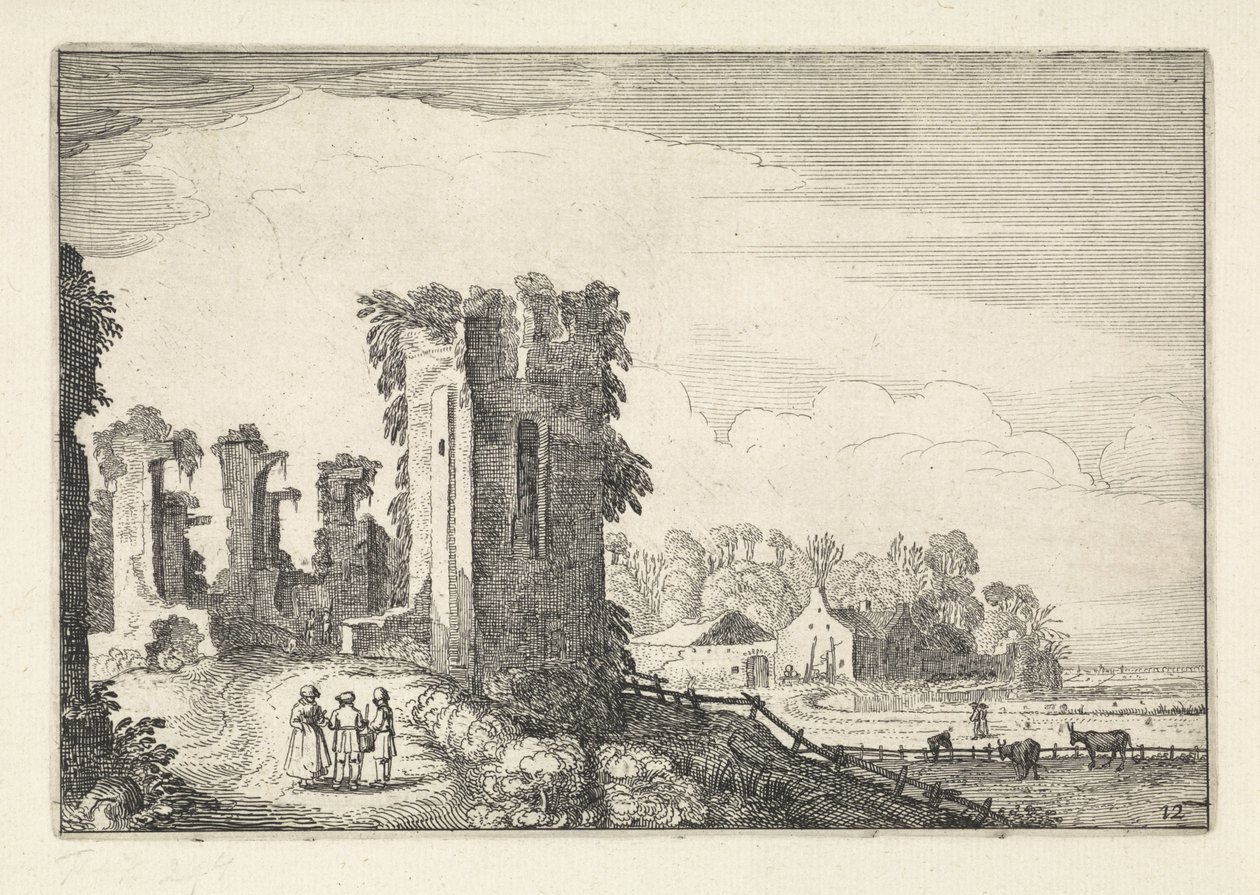 Figuras no Huis ter Kleef perto de Haarlem Paisagens (título da série) Amenissimae aliquot requculae (título da série) de Jan van de Velde (II)