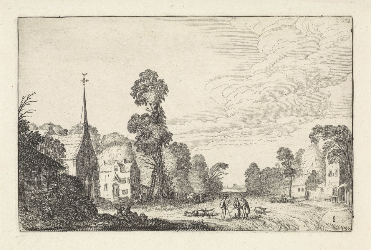 Números e gado numa aldeia com uma igreja
Paisagens (título da série)
Amenissimae aliquot requculae (título da série) de Jan van de Velde (II)