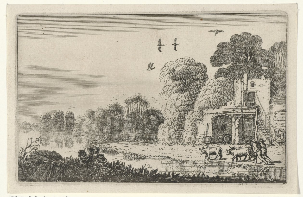 Números com vacas perto de uma ruína
Ruínas (título da série)
Regiunculae quoddam amenae ruin aeque anti quidres (título da série) de Jan van de Velde (II)