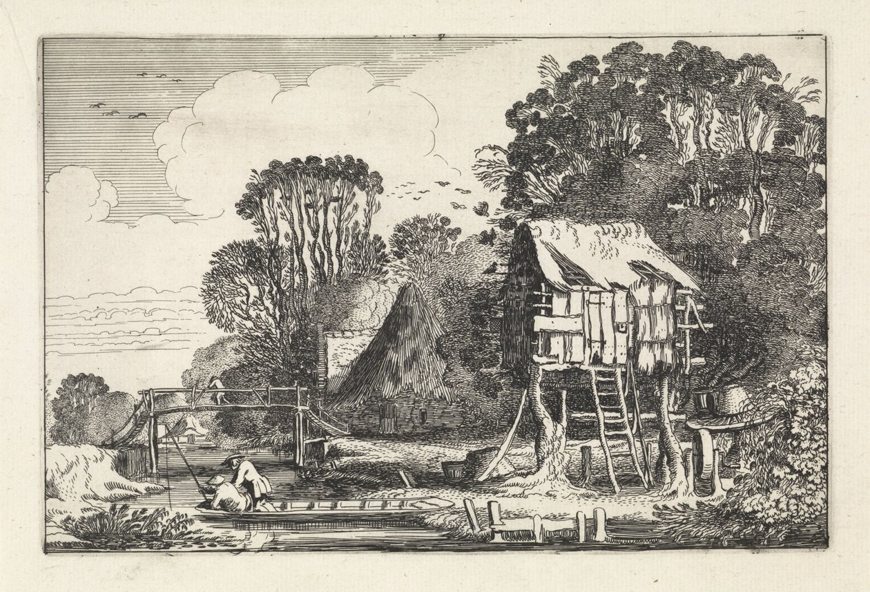 Pescadores num barco perto de um pombal
Paisagens (título da série)
Amenissimae aliquot requculae (título da série) de Jan van de Velde (II)