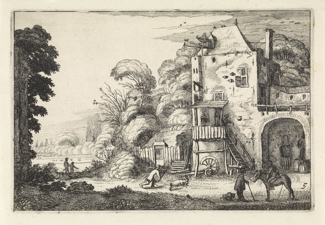 Pousada em uma paisagem Paisagens (título da série) Amenissimae aliquot requculae (título da série) de Jan van de Velde (II)
