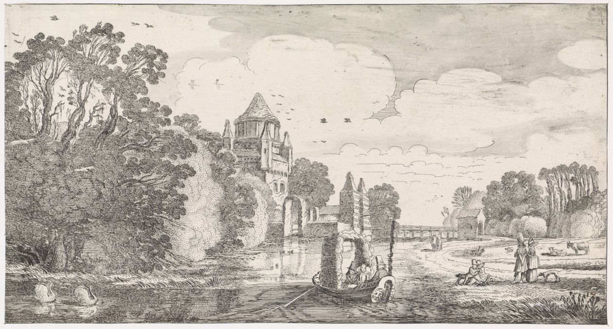 Pequeno Houtpoort em Haarlem Paisagens lúdicas e poemas divertidos (título da série) de Jan van de Velde (II)