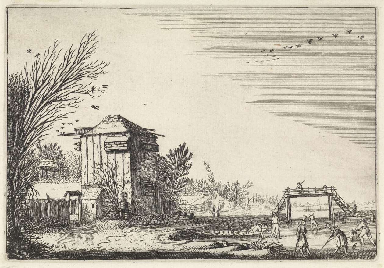 Cobblers sobre o gelo perto de um pombal
Paisagens (título da série)
Amenissimae aliquot requculae (título da série) de Jan van de Velde (II)