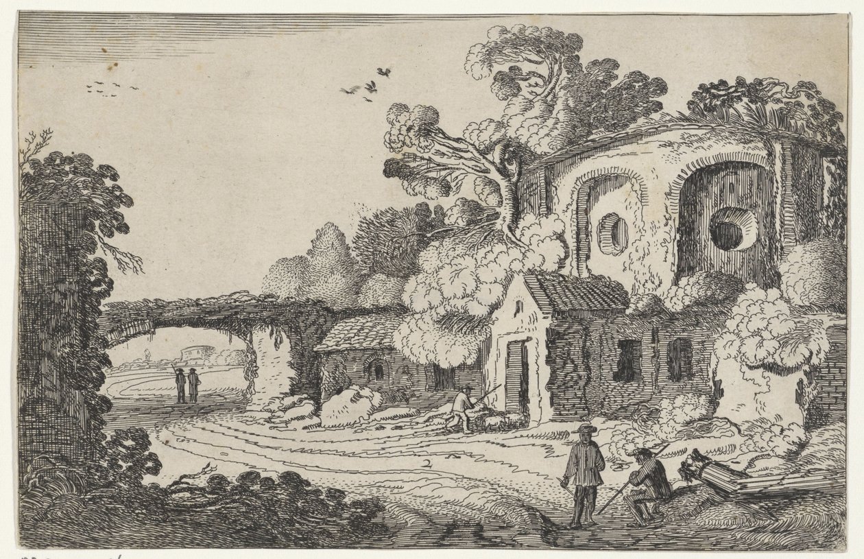 Landschap conheceu oude burcht Ruínas em paisagem (título da série) Ruínas Antigas e Algumas das Regiões Mais Bonitas (título da série) de Jan van de Velde (II)