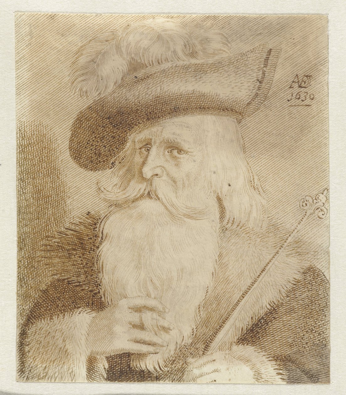 Homem com gola de pele, chapéu e pessoal de Jan van de Velde (II)