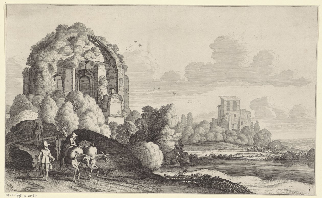 Viajantes no Templo de Minerva Medica perto de Roma
Landscapes after Pieter de Molijn (título da série) de Jan van de Velde (II)