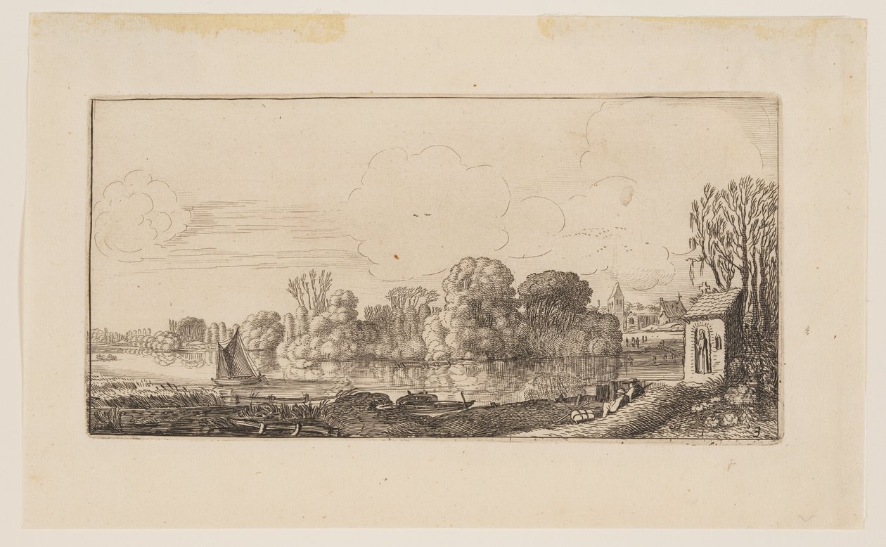 Uma pequena capela junto a um lago, de Seis paisagens de Jan van de Velde II