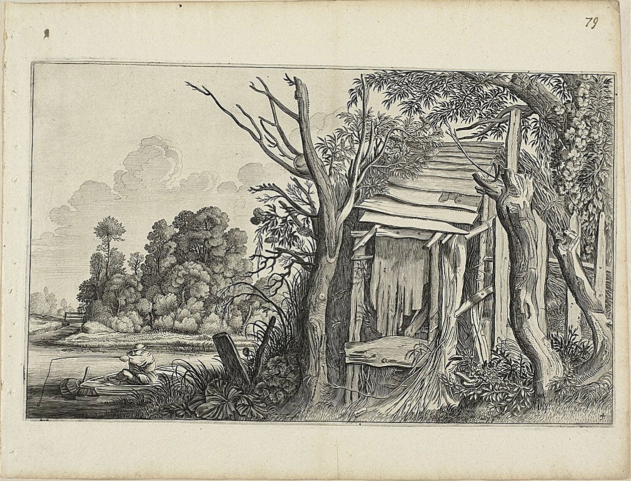 Cabana em ruínas, Prato 4 de Paisagens de Jan van de Velde II