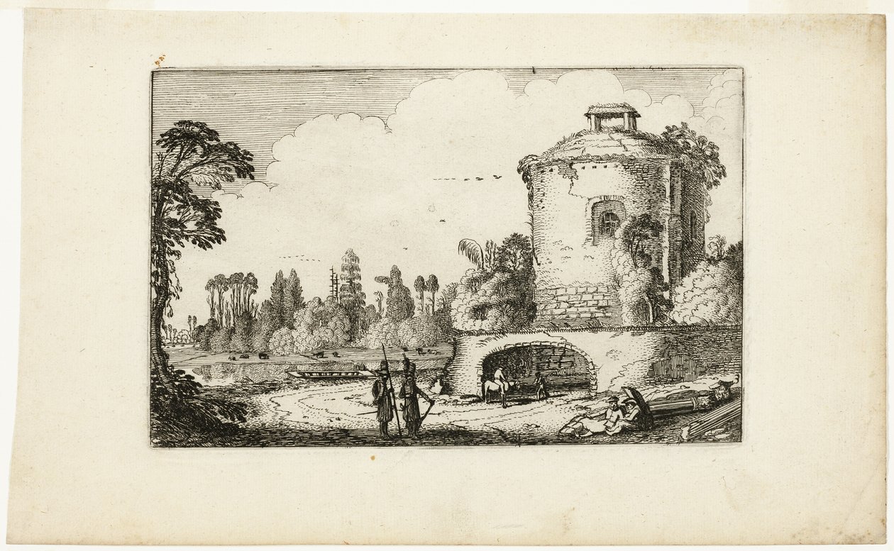 Paisagem com uma torre redonda de Jan van de Velde II