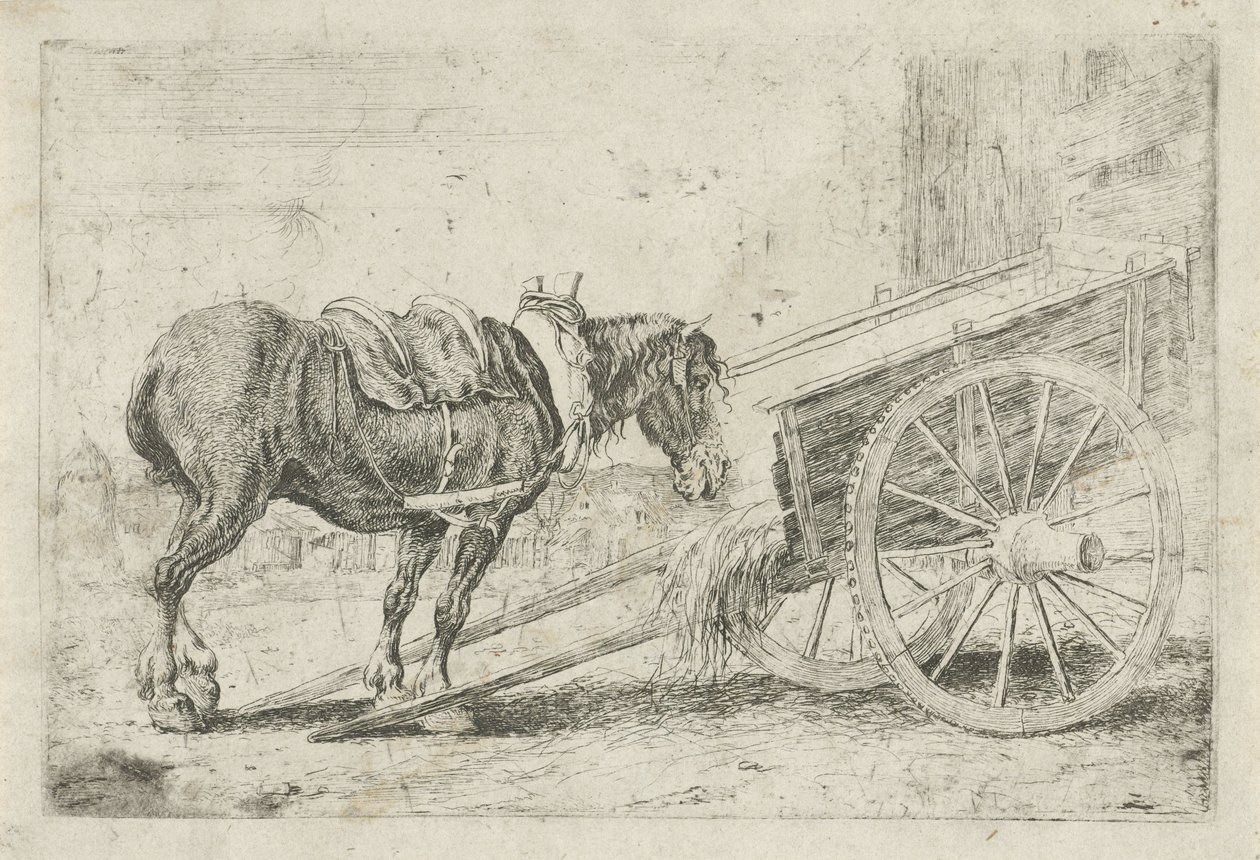 Cavalo com uma carroça Animais (título da série) Zoographiam (título da série) de Jan van den Hecke