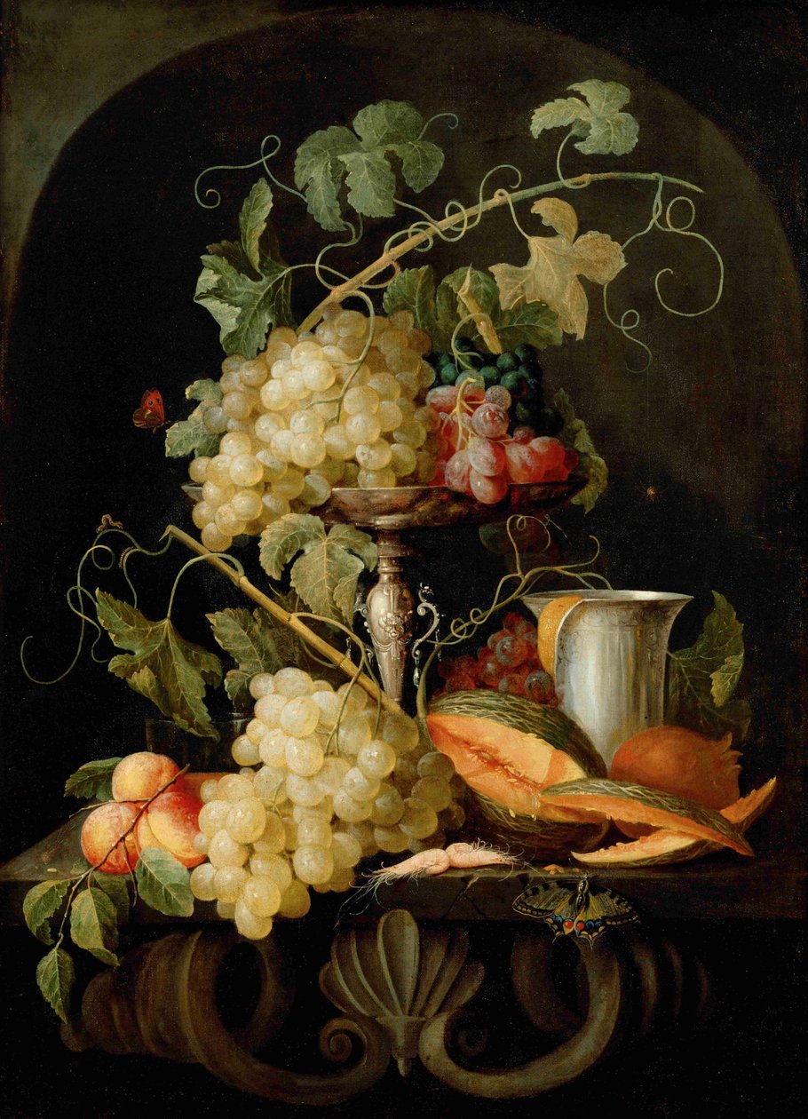 Natureza morta com frutas, 1650-1660. de Jan van den Hecke