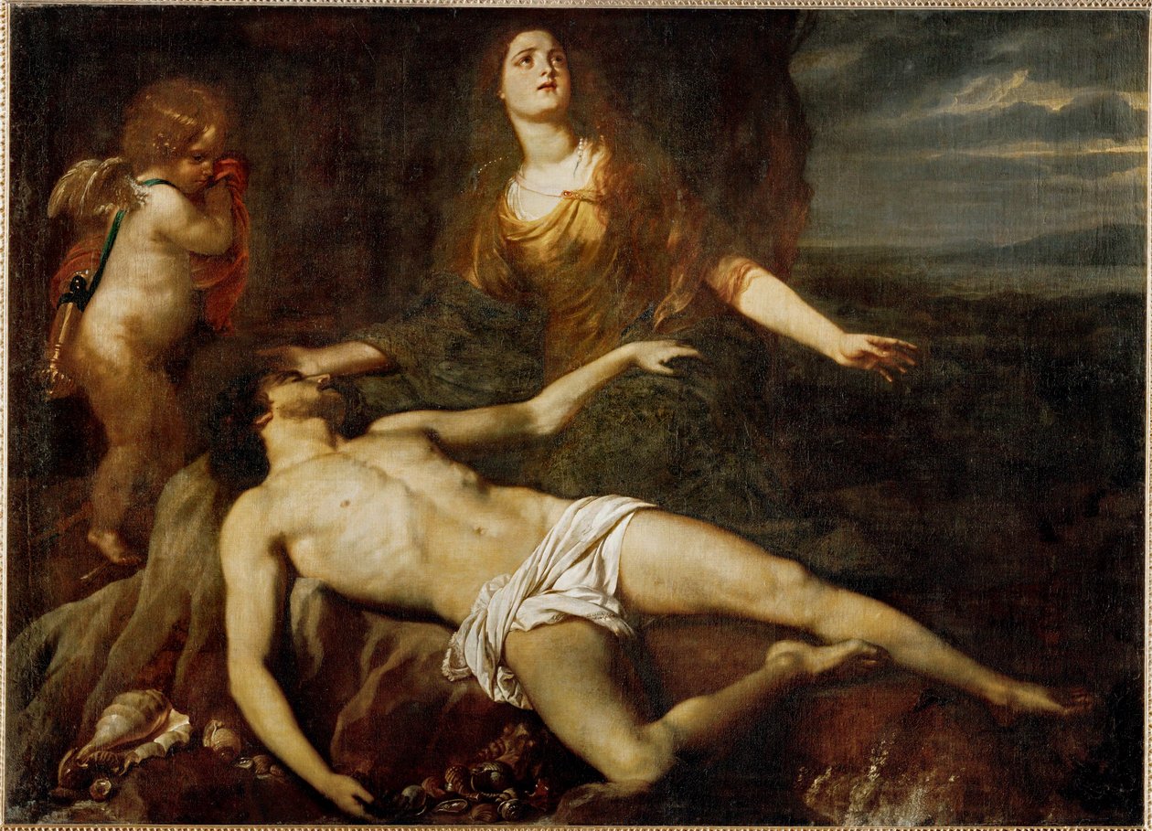 Herói lamenta a morte de Leandro (pintura sobre tela) de Jan van den Hoecke