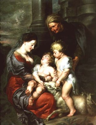 Madonna e Criança com Santa Isabel e o Menino São João Batista de Jan van den Hoecke