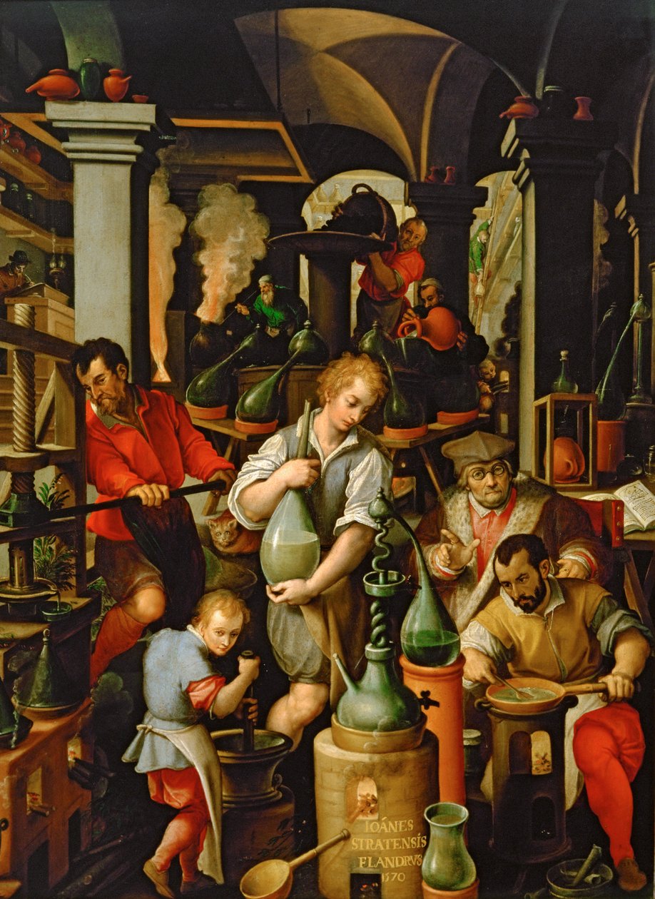 Laboratório do alquimista de Jan van der (1523-1605) Straet