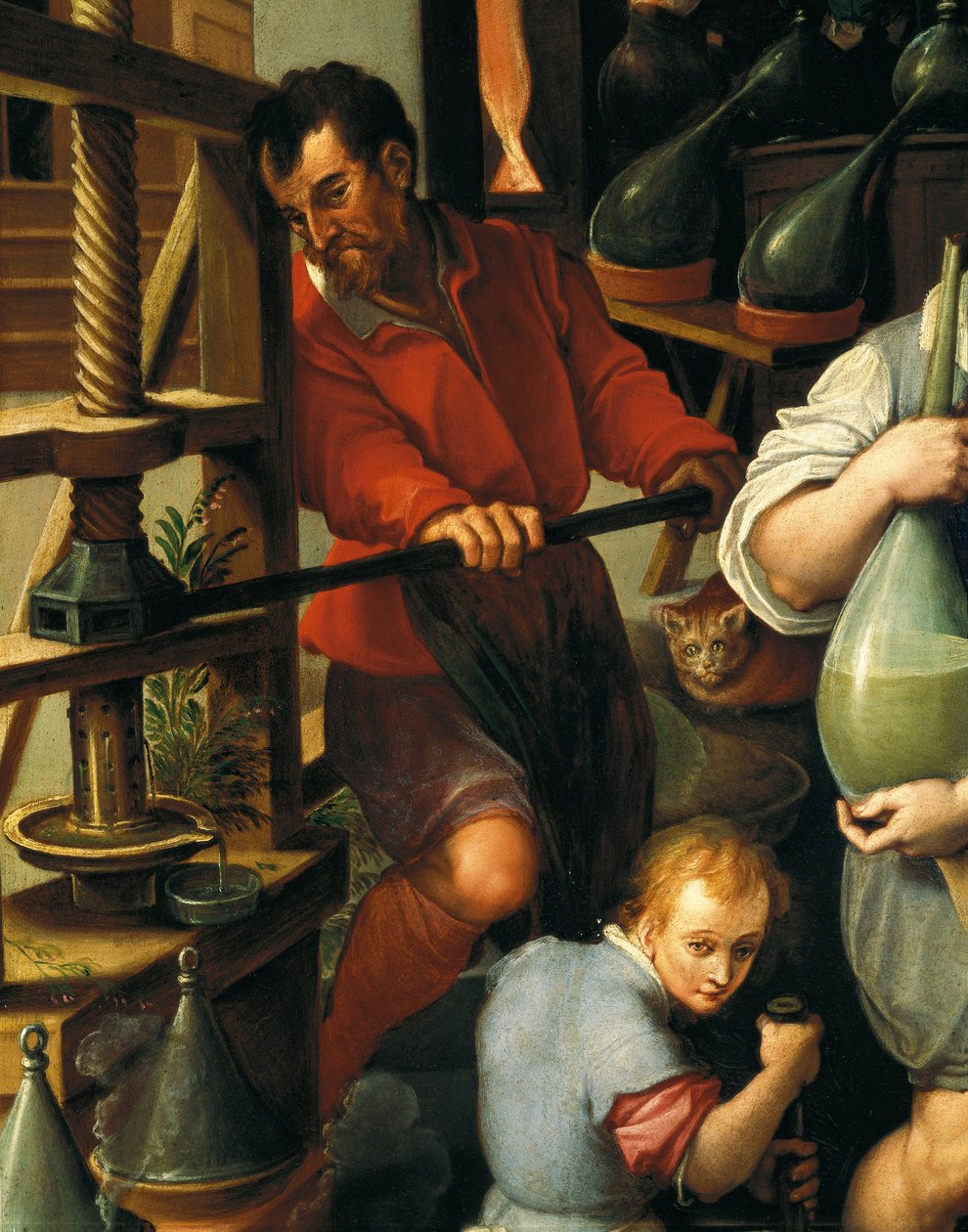 O Laboratório do Alquimista, detalhe de Jan van der Straet