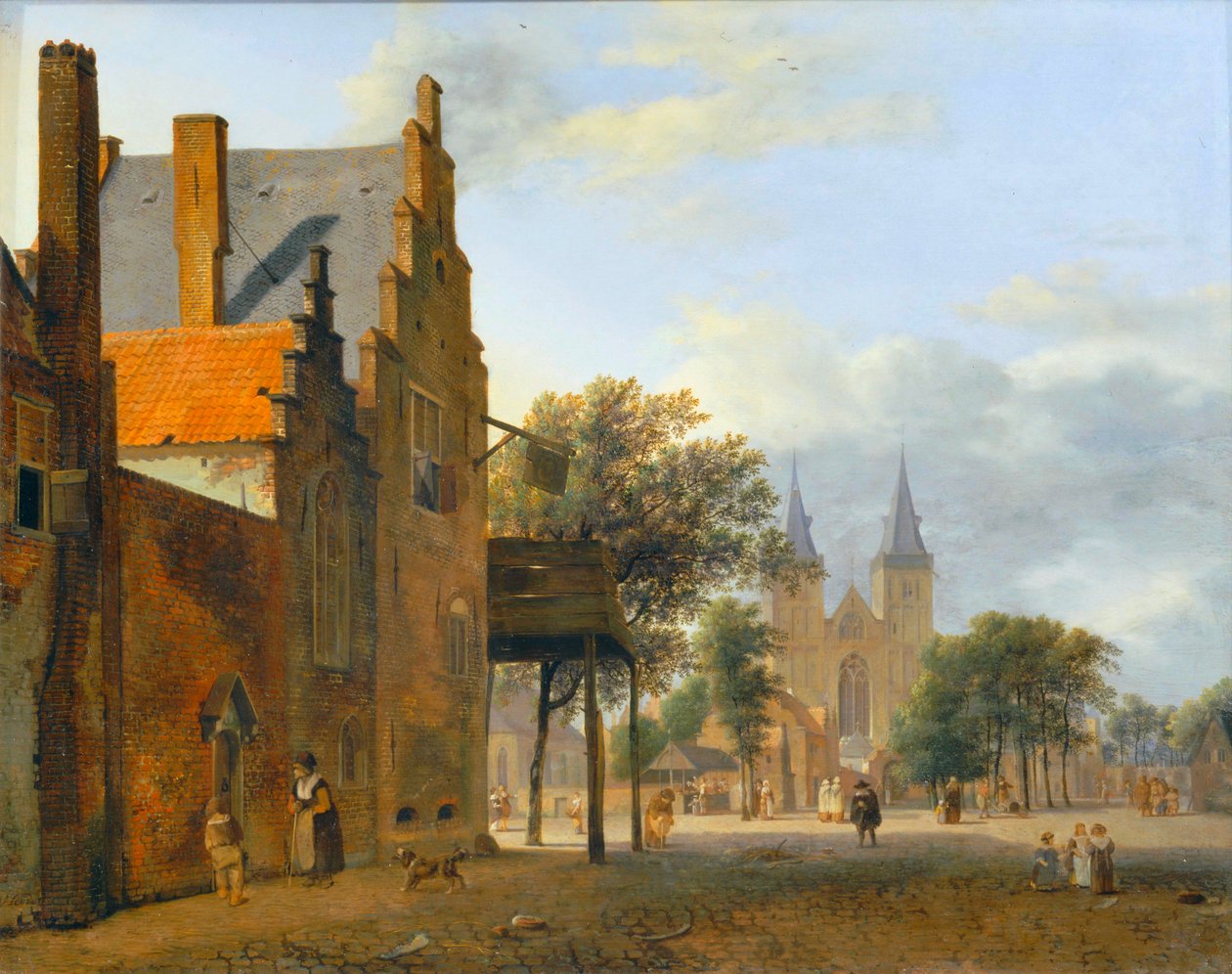 Place et eglise Saint-Victor à Xanten - Praça e igreja Saint Victor em Xanten ... de Jan van der (manner of) Heyden