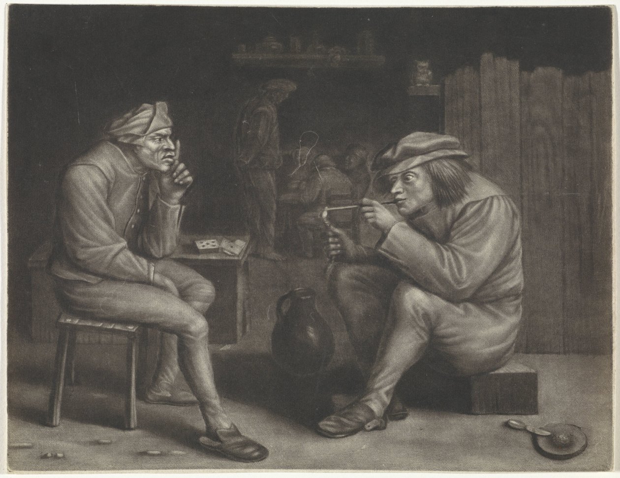Cena de bar com homem acendendo um cachimbo de Jan van der Bruggen
