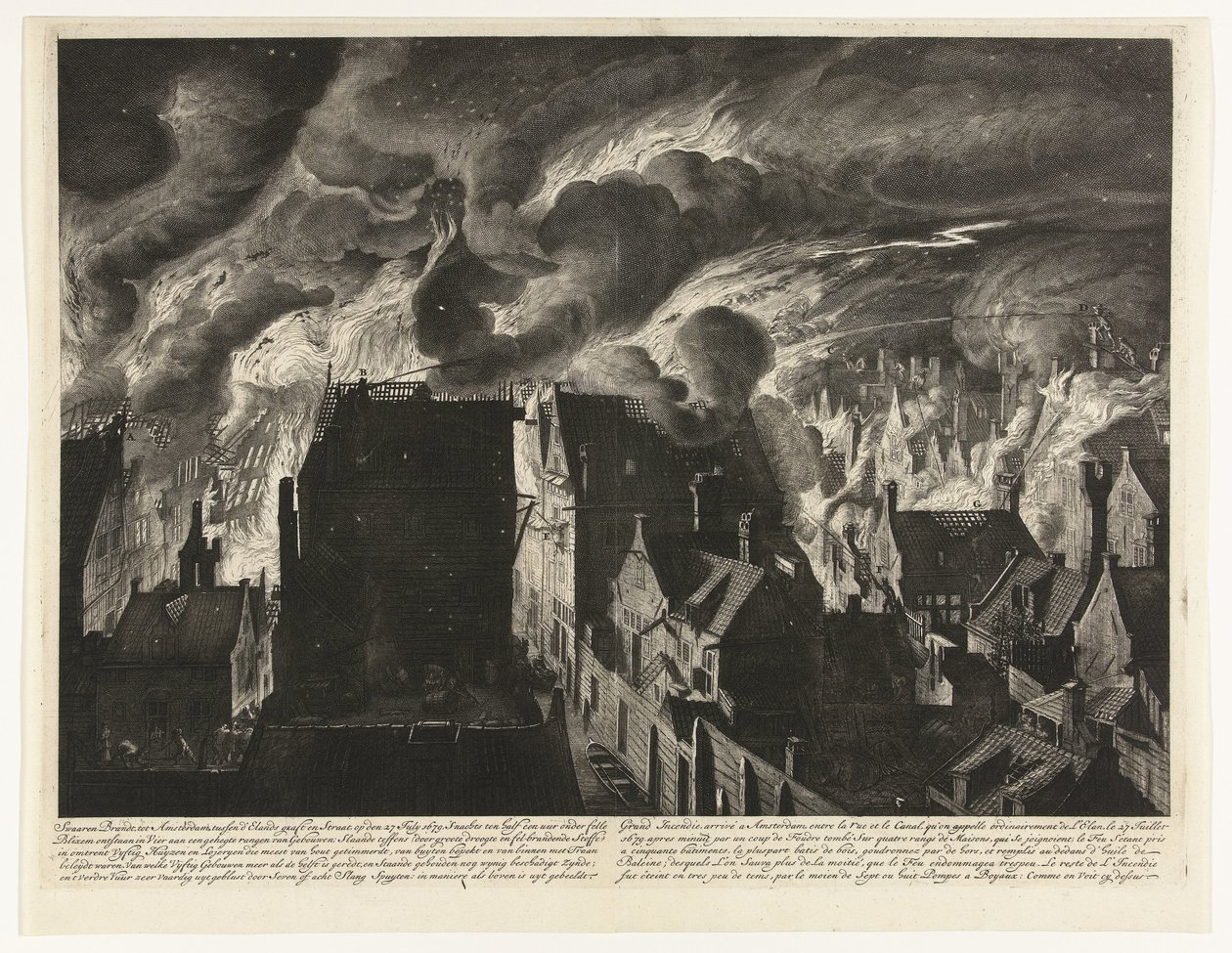 Extinguir o fogo pesado em Elandsgracht, 1679
Swaaren brandt, tot Amsterdam, tussen d