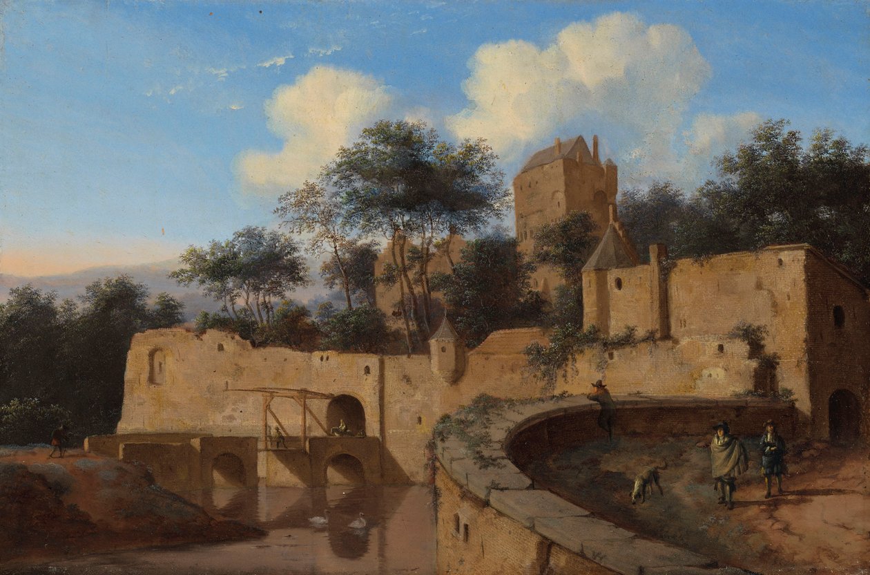 Uma vista caprichosa de Arnhem de Jan van der Heyden