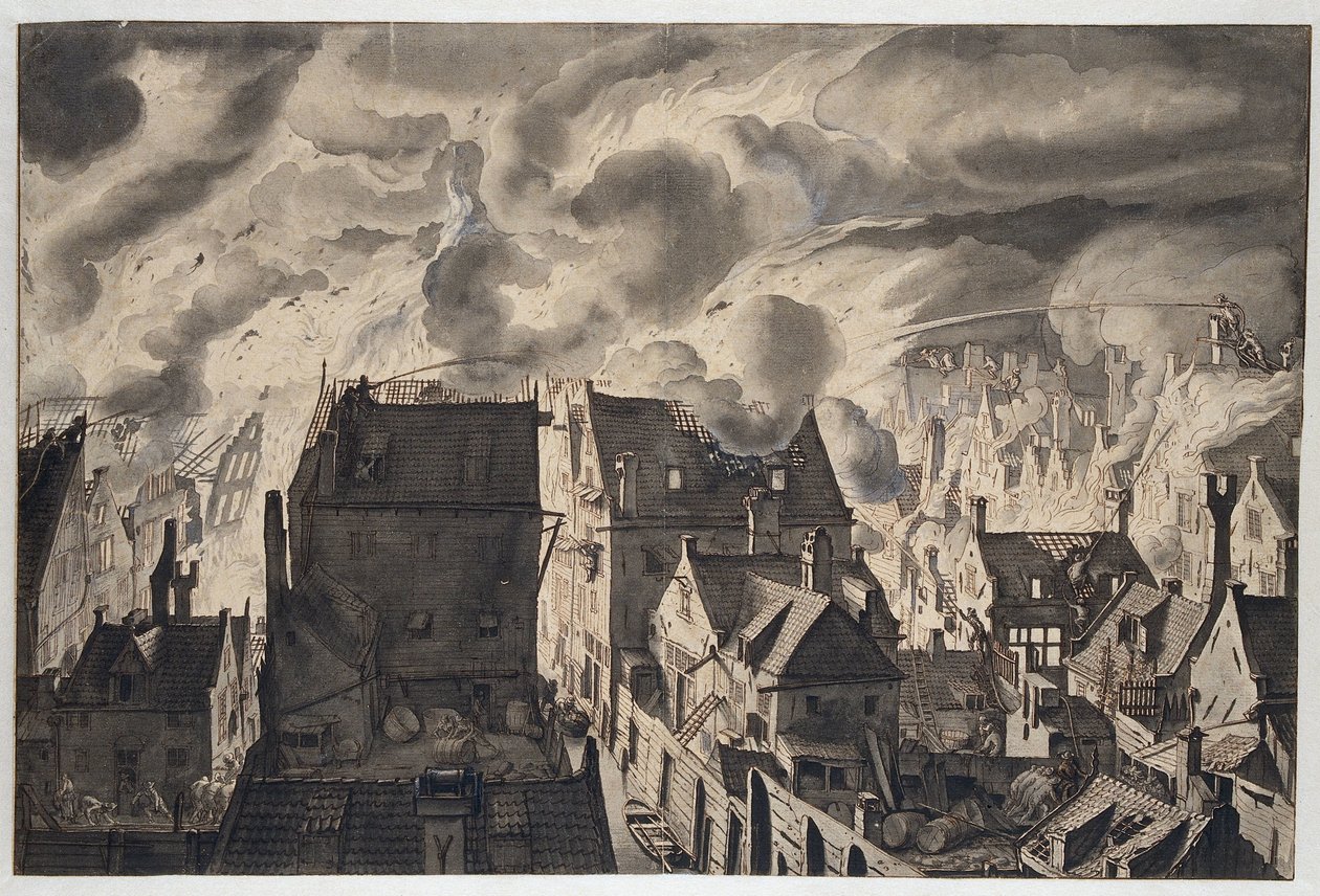 Incêndio no Elandsgracht de Jan van der Heyden