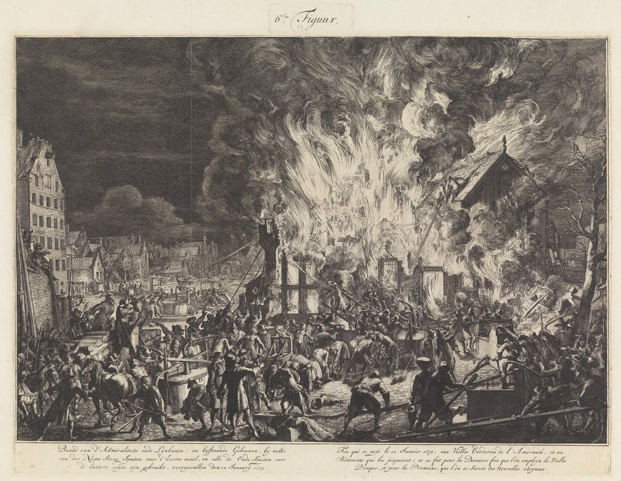 Incêndio na cordoaria do Almirantado, 1673 de Jan van der Heyden