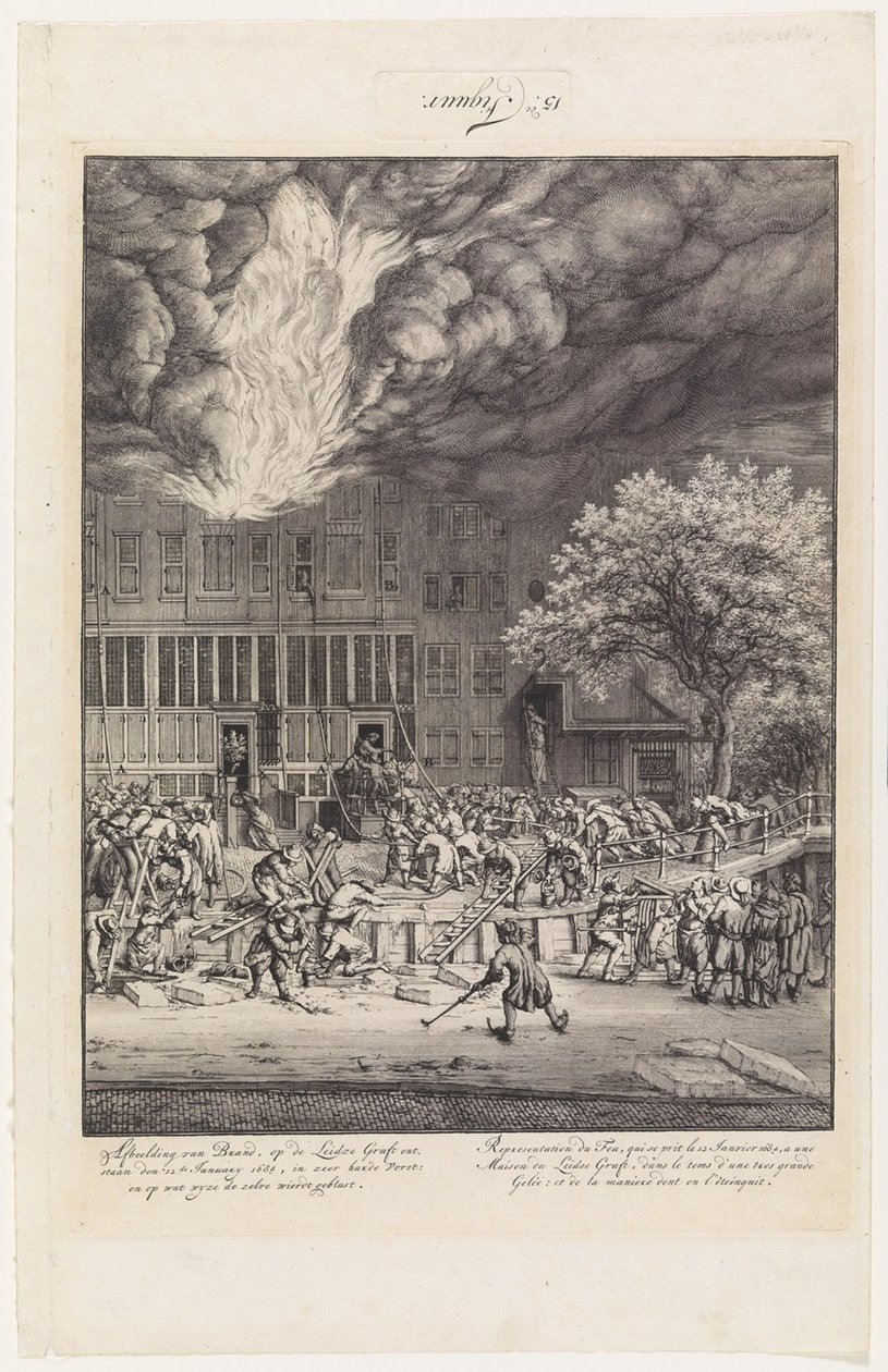 Incêndio no Leidschegracht, 1684 de Jan van der Heyden