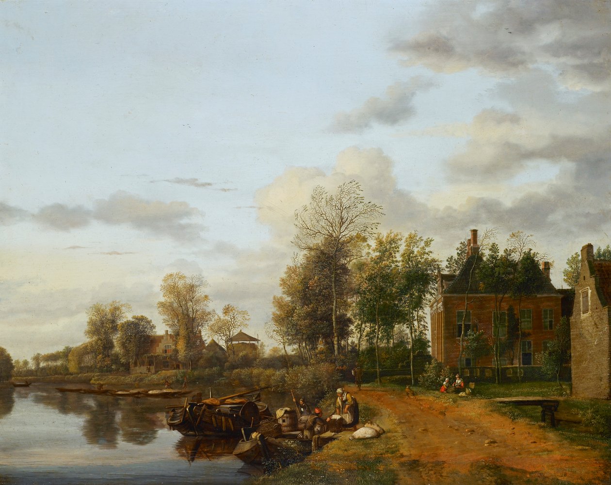 Casa de campo no Vliet perto de Delft de Jan van der Heyden