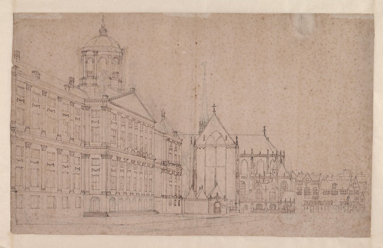 Praça Dam com a nova Câmara Municipal de Jan van der Heyden