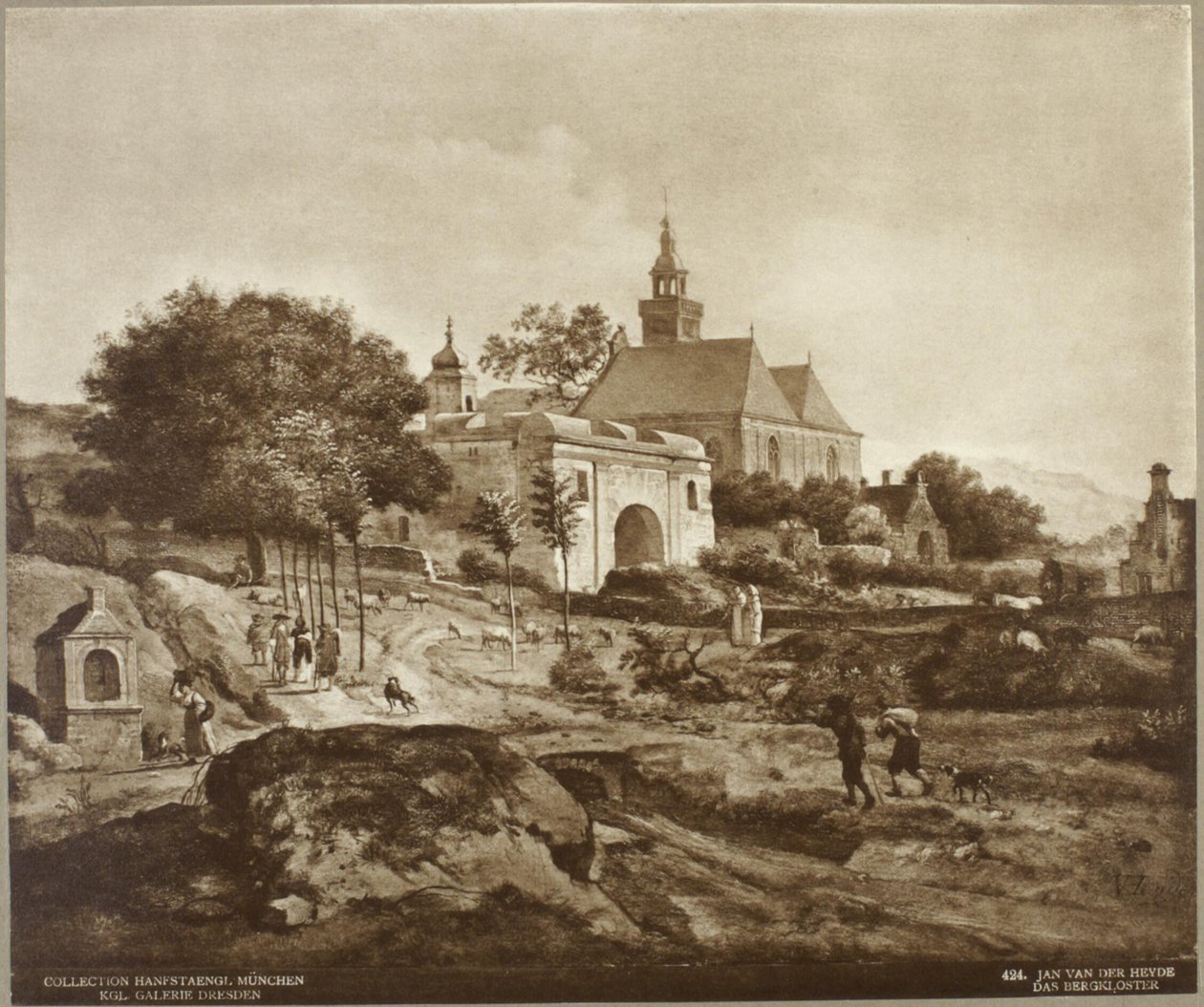 Holandês: Mosteiro numa Paisagem Mosteiro numa Paisagem de Jan van der Heyden