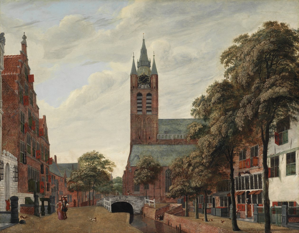 Vista do Canal de Oude Delft, Delft, c.1660 de Jan van der Heyden