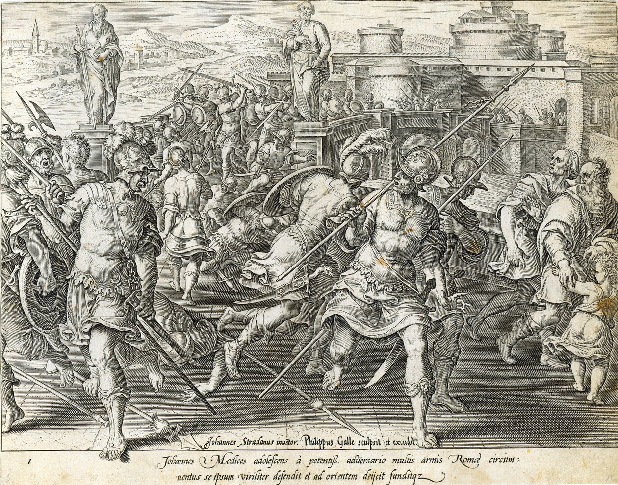 Giovanni de &39;Medici Cercado em Roma, placa 1 de&39; A História dos Medici &39;, gravado por Philip Galle (1537-1612), c.1583 de Jan van der Straet