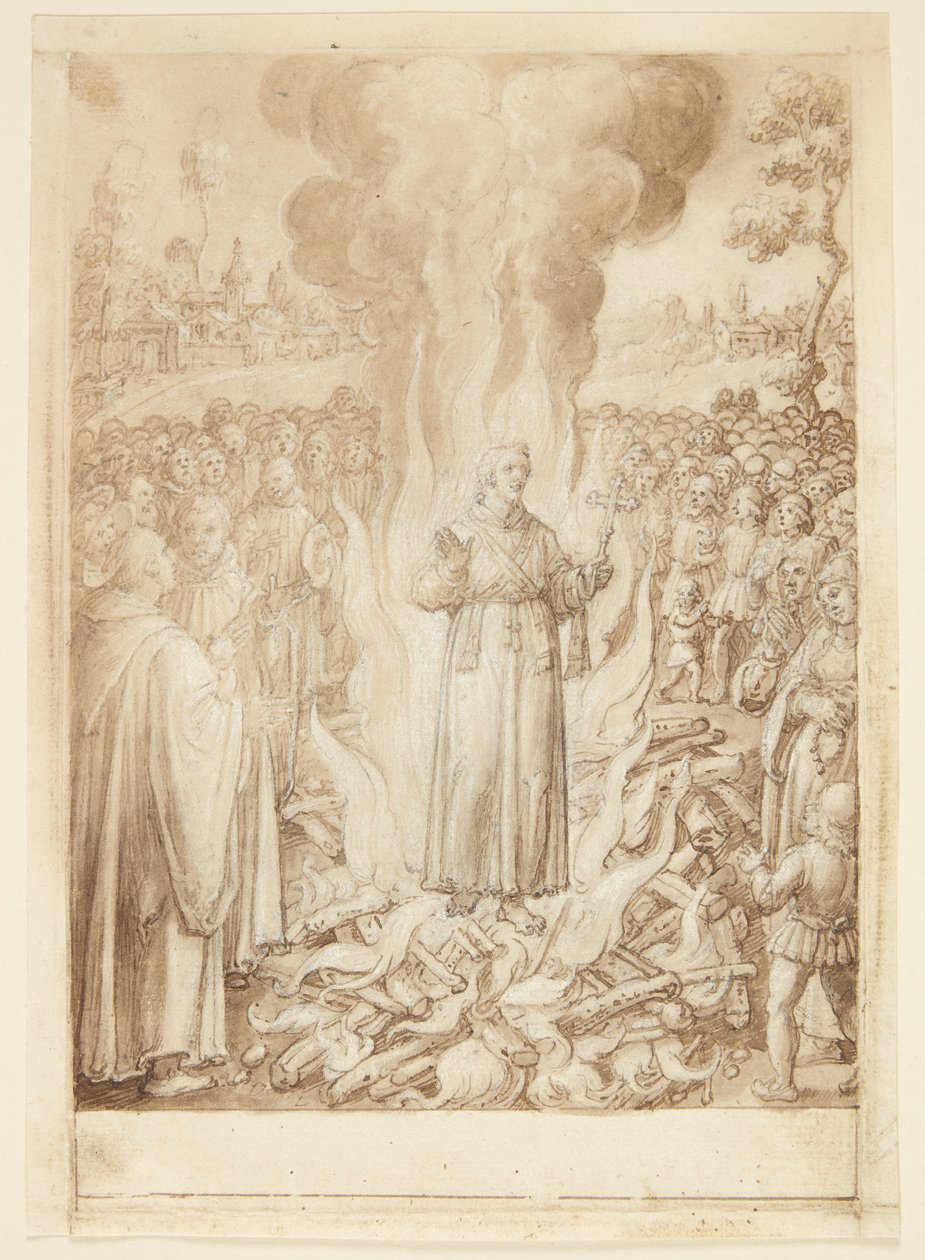História de S. Giovanni Alberti Fiorentino. Abade Petrus prova a fogo que o bispo de Florença é herege e simonista de Jan van der Straet