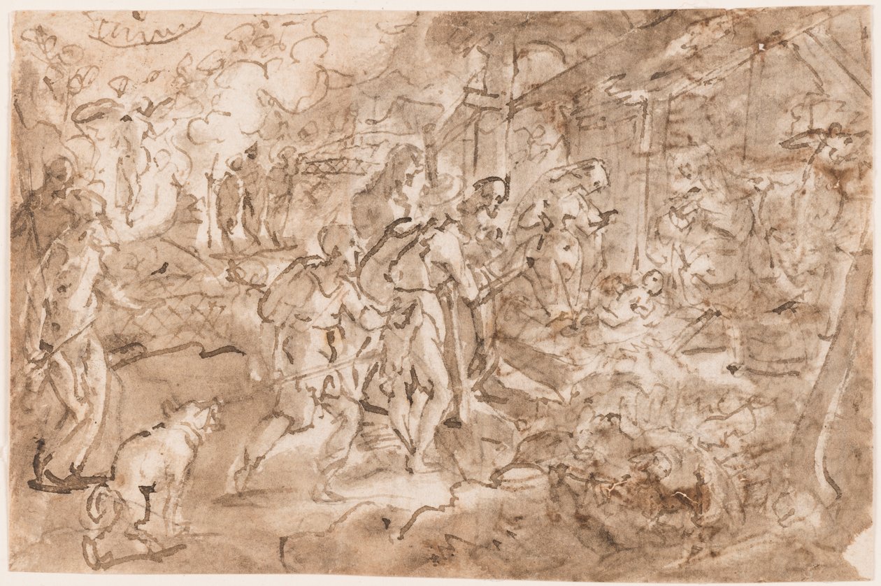 Adoração dos pastores de Jan van der Straet, called Stradanus