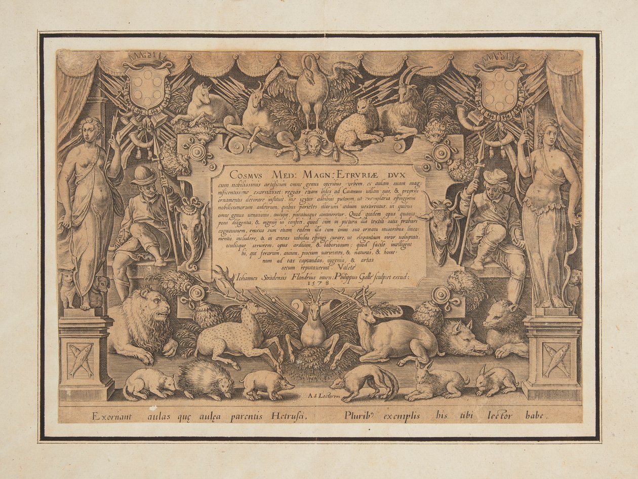 Página dedicatória do conjunto "Vitória e Triunfo da Família Médici" de Jan van der Straet, called Stradanus