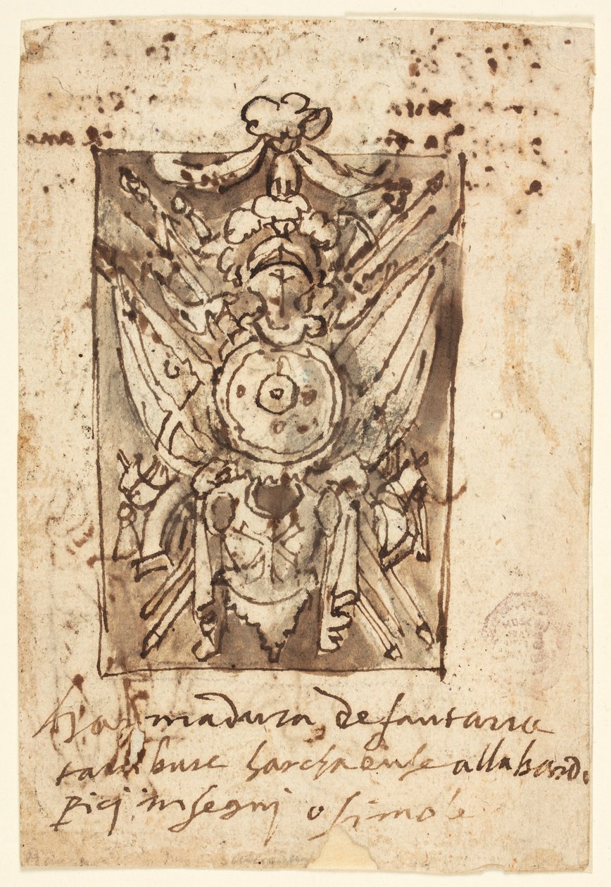 Página de um Sketchbook: Troféu Militar de Jan van der Straet, called Stradanus