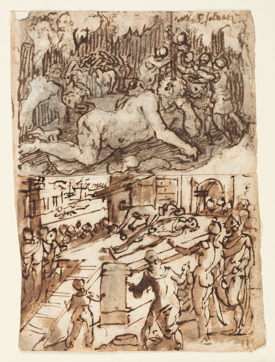 Página de sketchbook com cegueira de ciclope de Jan van der Straet, called Stradanus