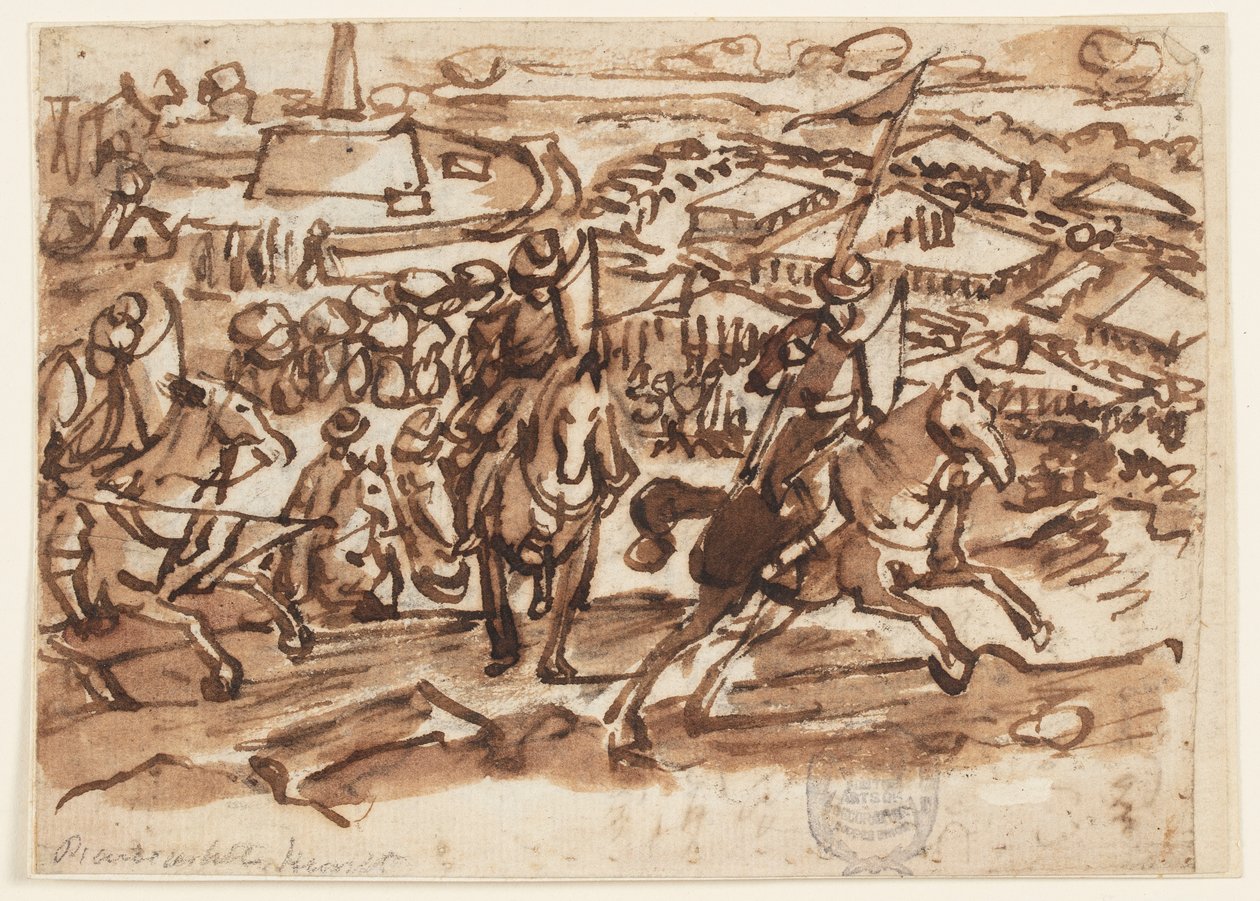 A retirada dos turcos após o cerco de Viena em 1529 de Jan van der Straet, called Stradanus